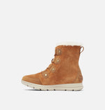 Load image into Gallery viewer, Side view of brown suede ankle boot on white background.
