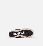 Load image into Gallery viewer, View of sole of reddish brown suede boot. Features threaded sole with brand name Sorel.
