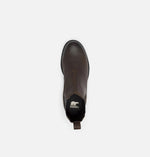 Load image into Gallery viewer, Top view of brown leather ankle boot on white background. 
